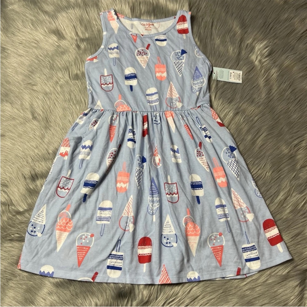 Cat And Jack Target Blue Ice Cream Tank Girls Dress Size Large